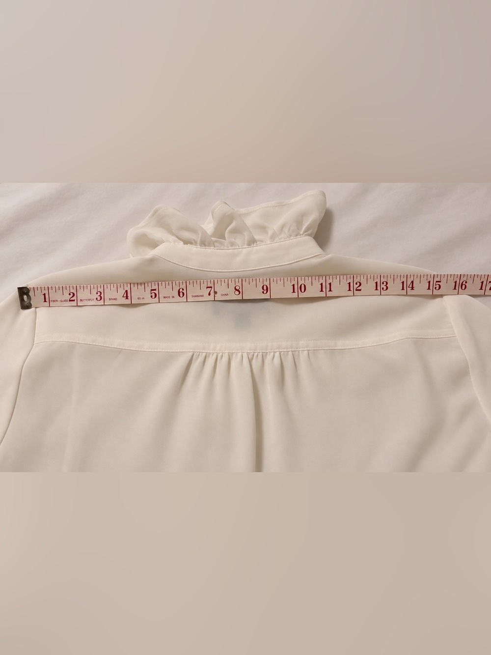 J. Crew Cream Ruffle Front Blouse Size 2 - Picture 10 of 14